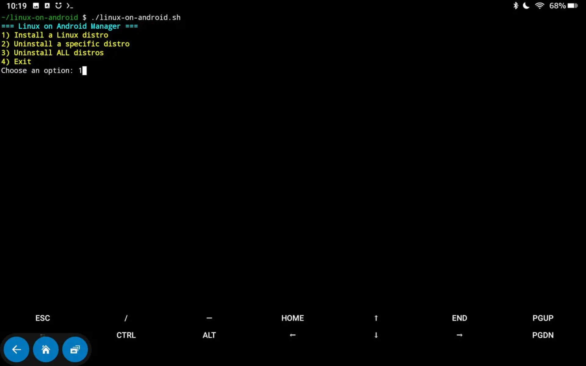 رابط کاربری ترمینال اندروید برای نصب توزیعهای مختلف لینوکس (Linux)