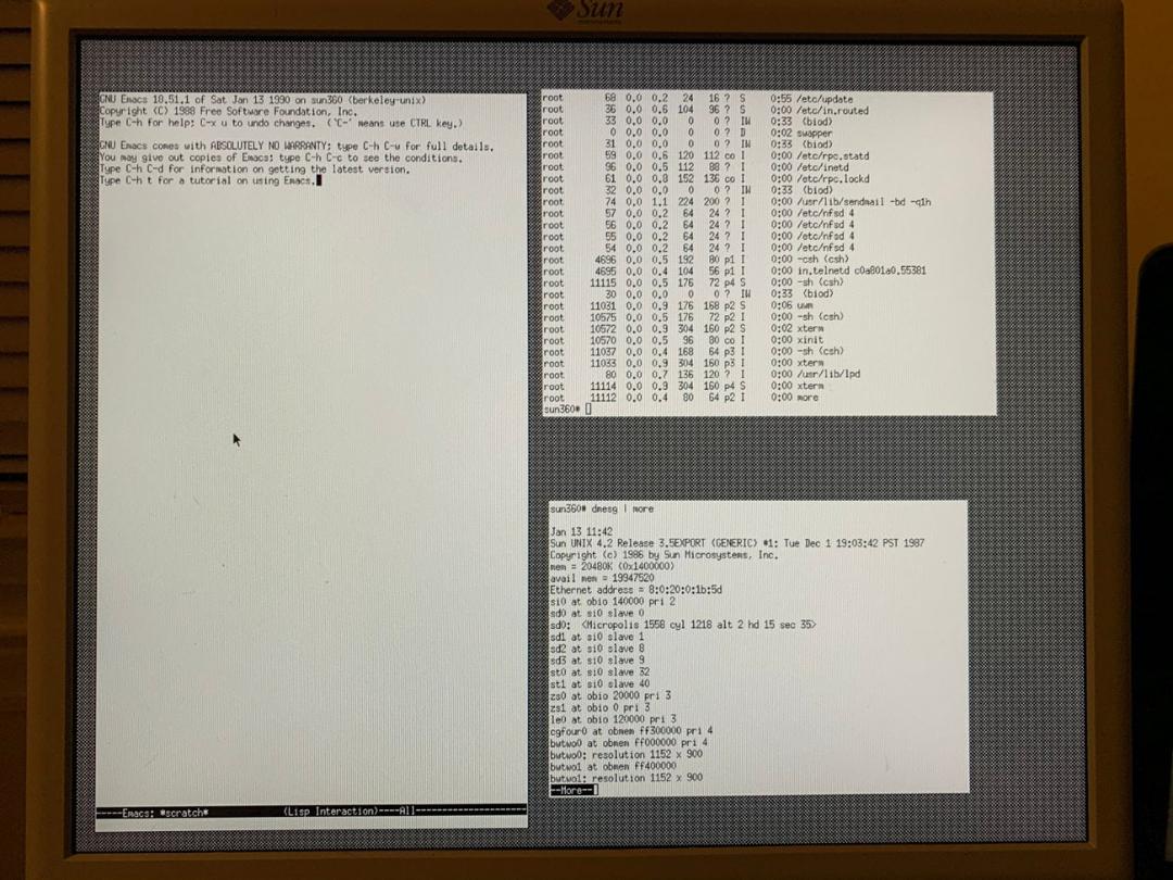 ایستگاه کاری Sun با GNU Emacs و X11R1
