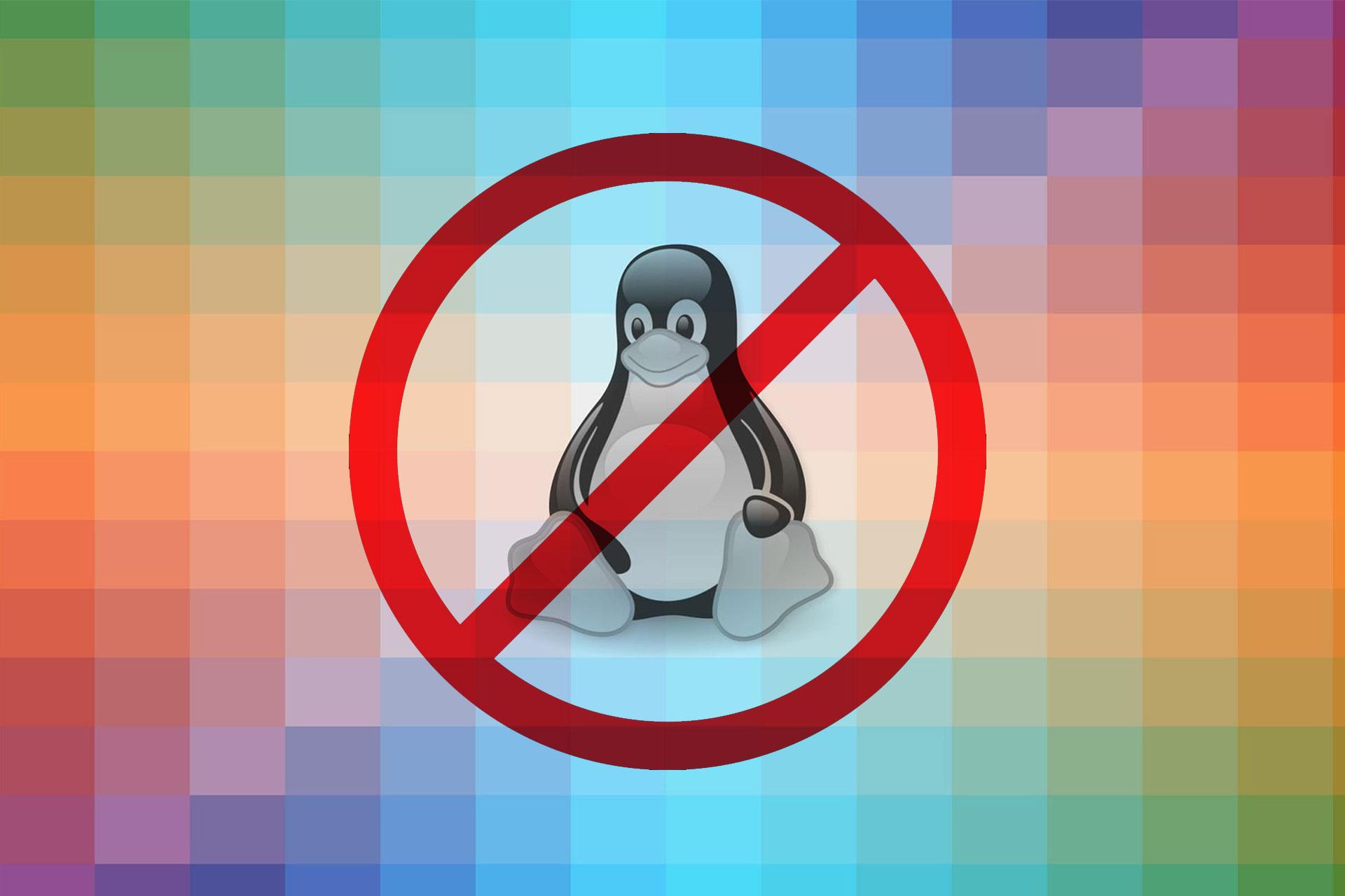 لوگو پنگوئن لینوکس و علامت ممنوع