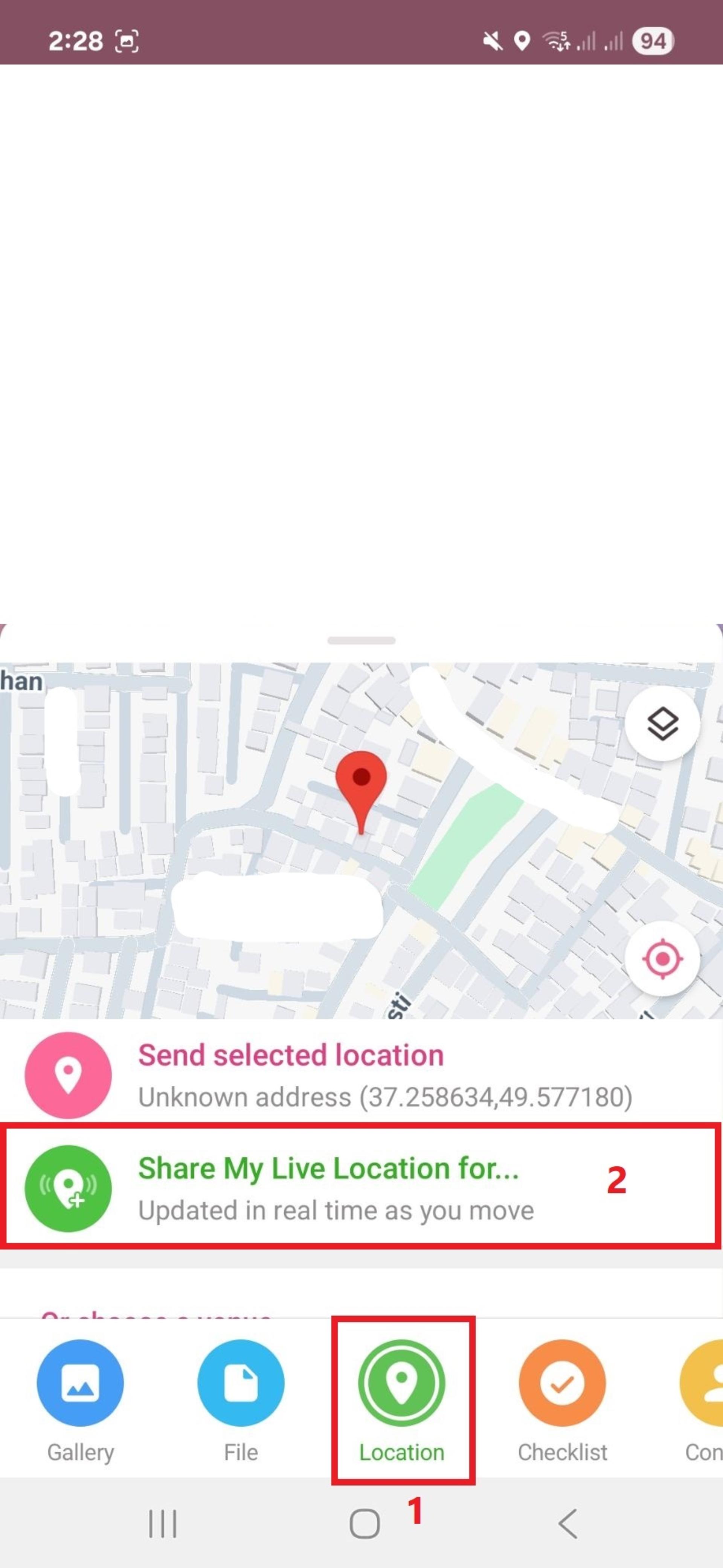 اشتراک‌گذاری موقعیت مکانی در تلگرام