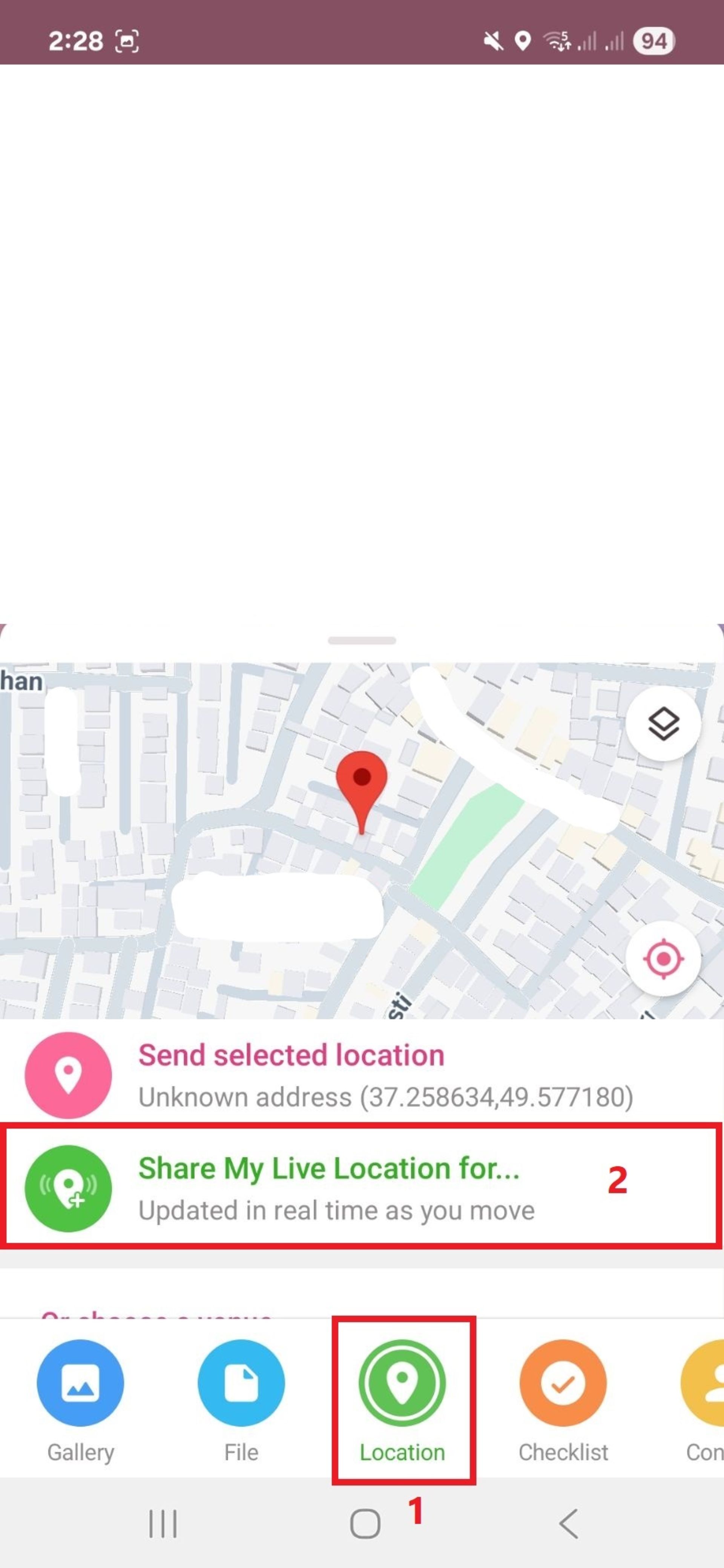 اشتراک‌گذاری موقعیت مکانی در تلگرام