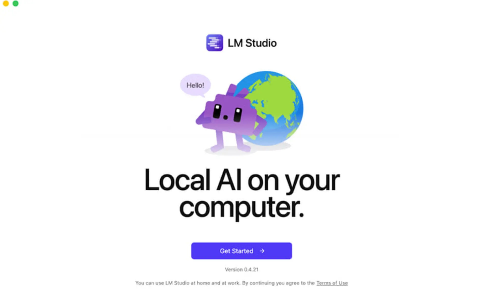 لوگوی نرمافزار LM Studio (LM Studio) در کنار کاراکتر گرافیکی و کره زمین