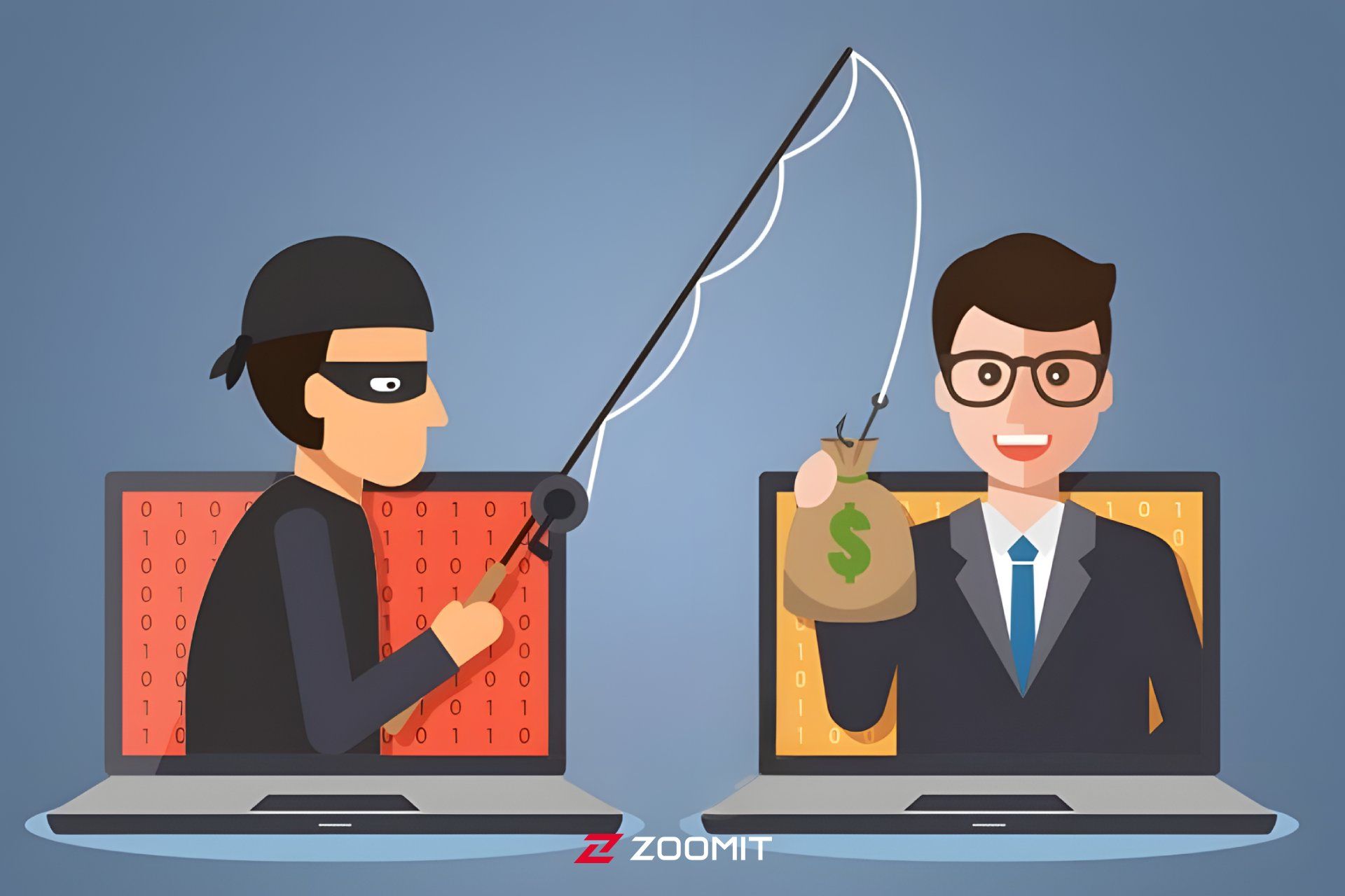 کلاهبردار درحال کلاهبرداری از طریق لپ تاپ