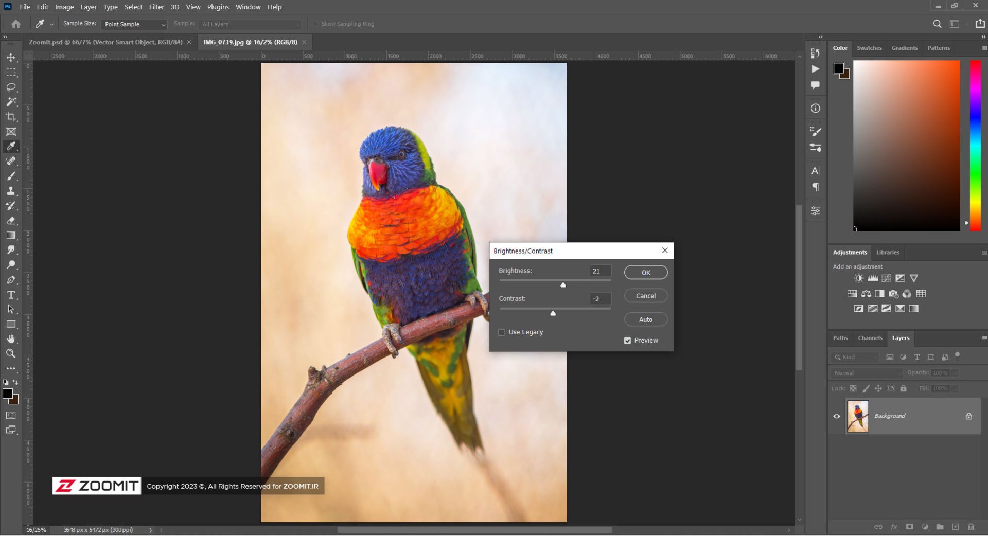 تنظیمات local adjustments