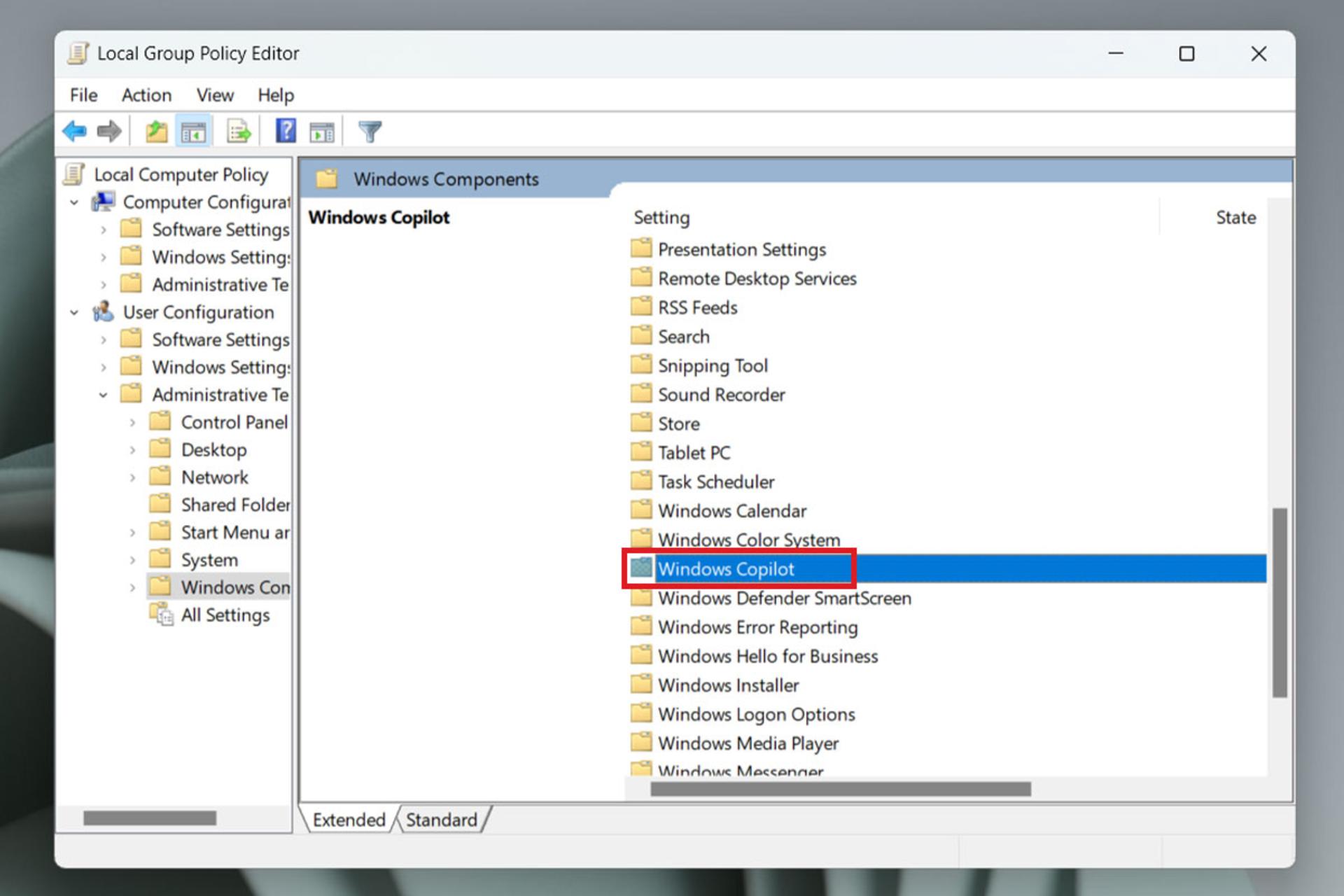 پنجره‌ی Local Group Policy Editor