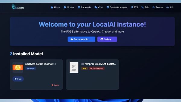 پنجره‌ی برنامه‌ی Localai