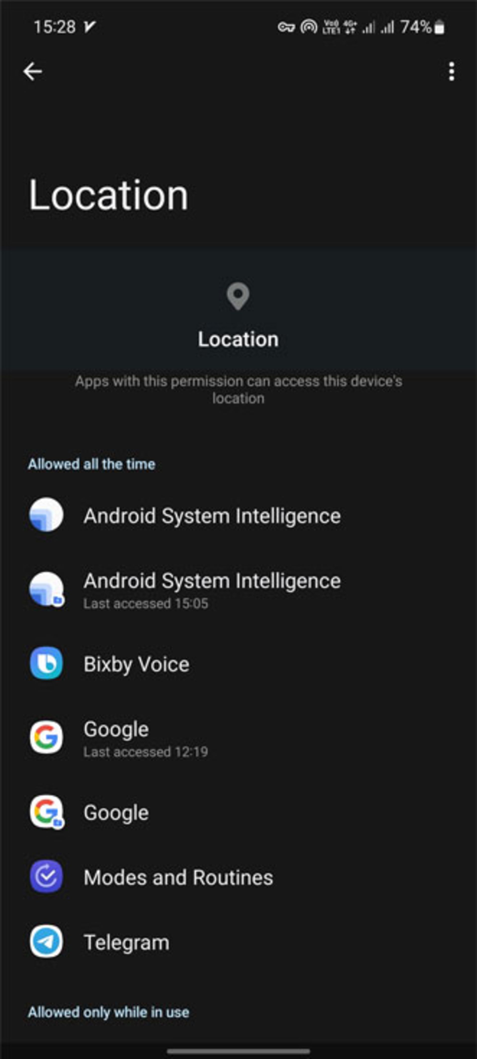 Apps that have permission to use location