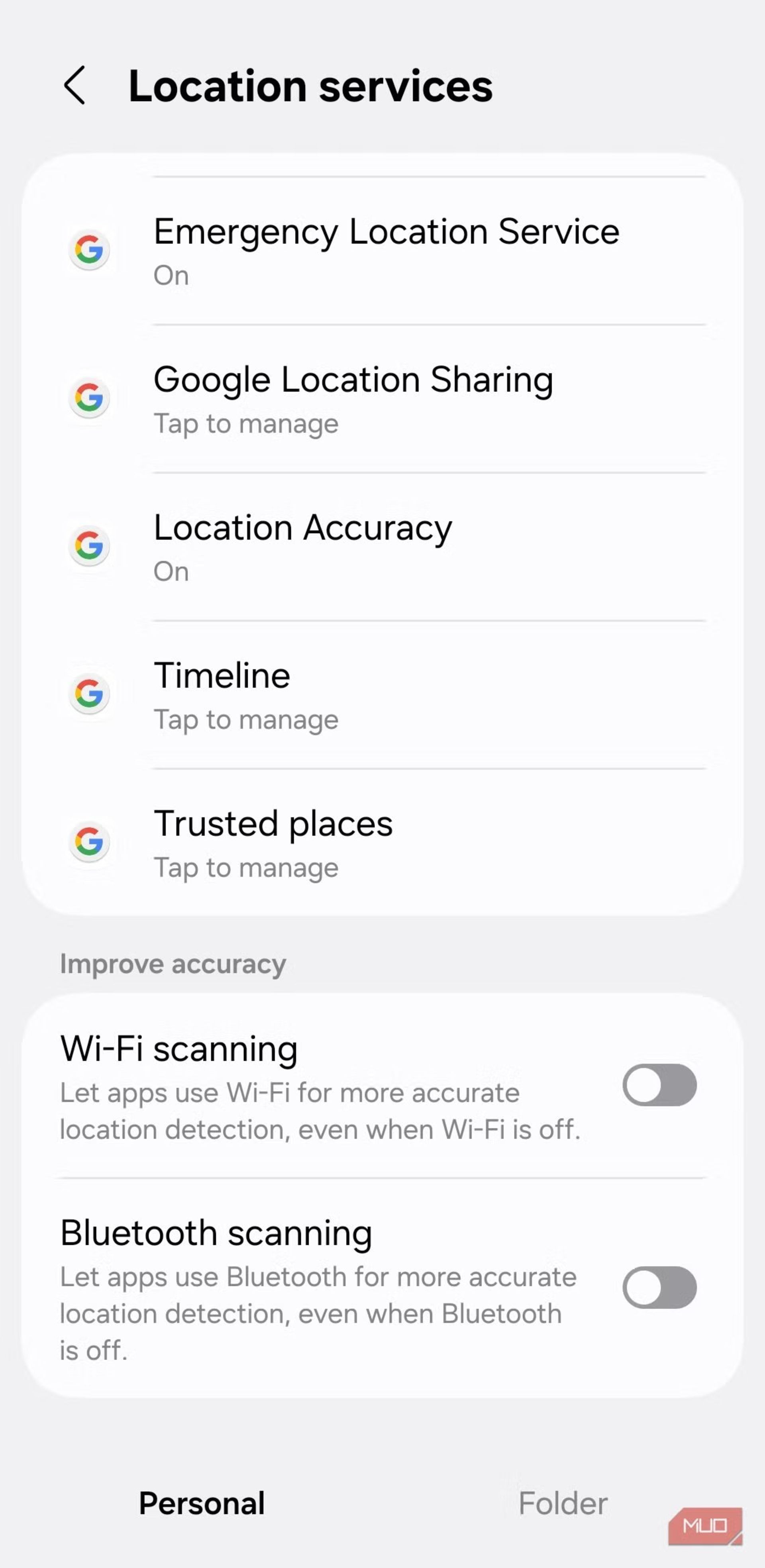 تنظیمات موقعیت مکانی روی گوشی