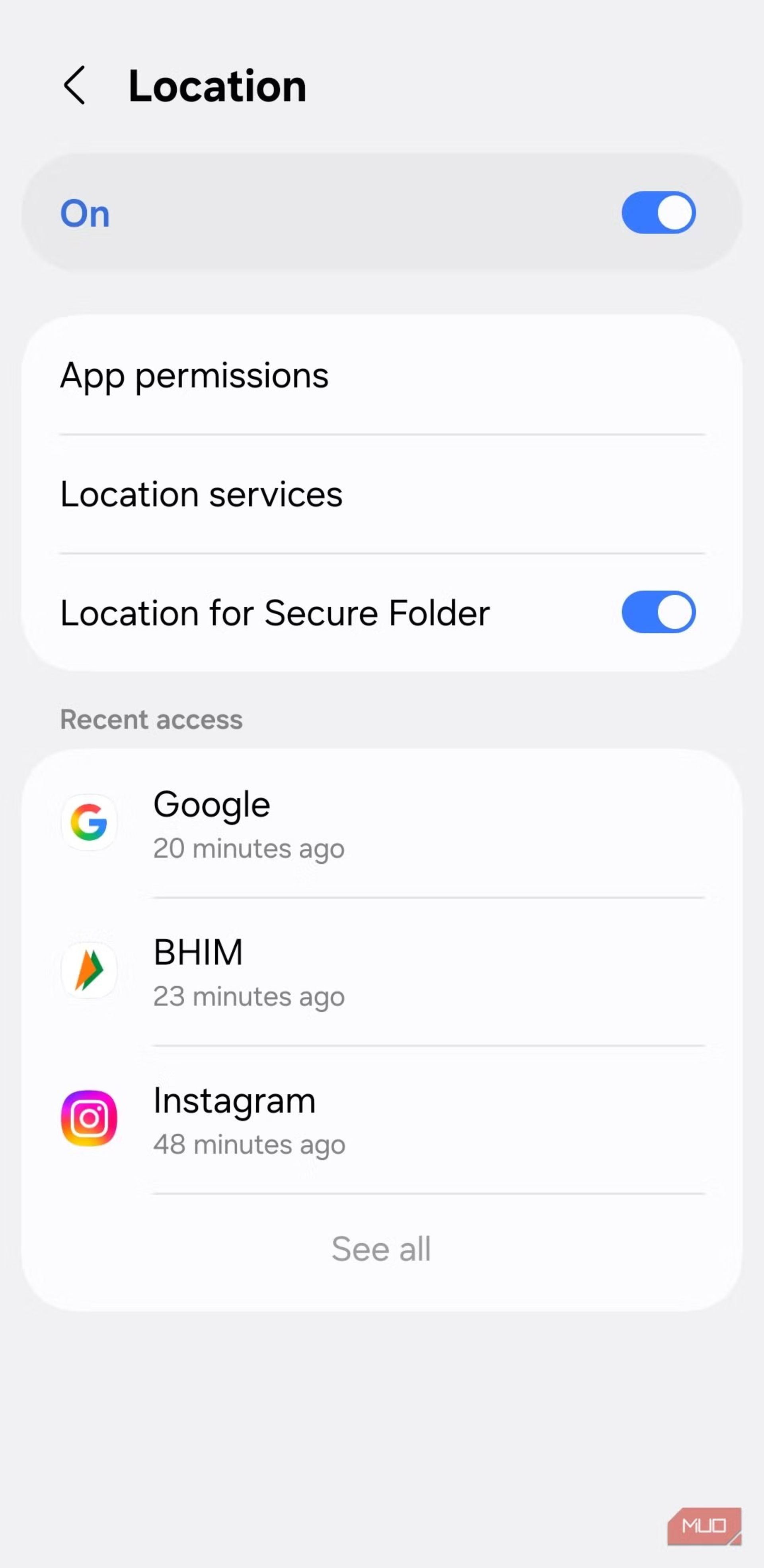 تنظیمات موقعیت مکانی روی گوشی