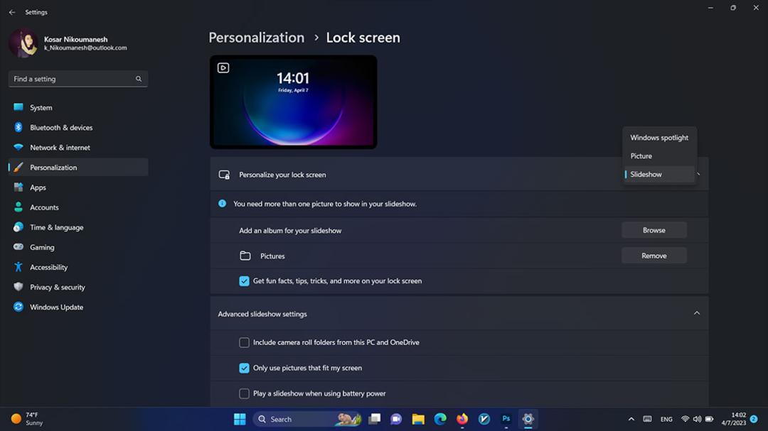 سفارشی کردن Lock Screen