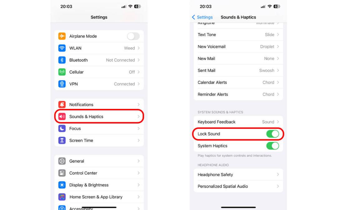قابلیت Lock Sound (صدای قفل) در آیفون