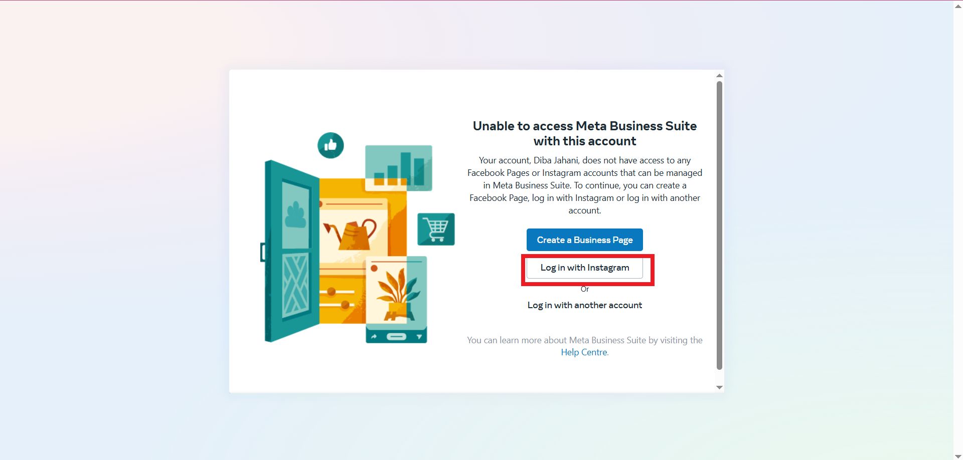 ورود به meta business suite با اینستاگرام