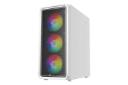 نمای نیمرخ جلو کیس کامپیوتر لاجی کی C434BW با نمایش پنل فولادی سمت راست و پنل جلو