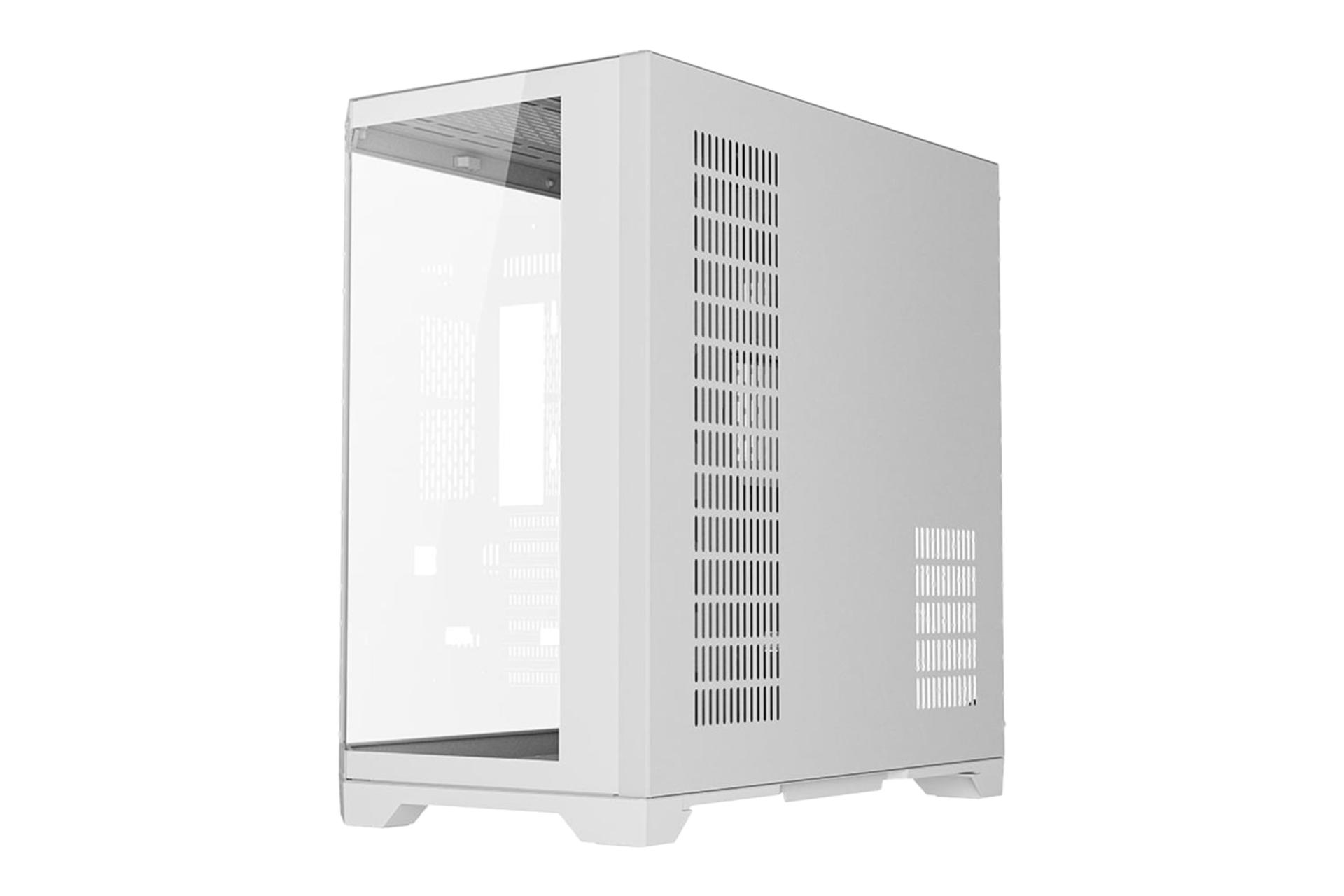 نمای نیمرخ کیس کامپیوتر لاجی کی C565W با نمایش پنل جلو و سمت راست