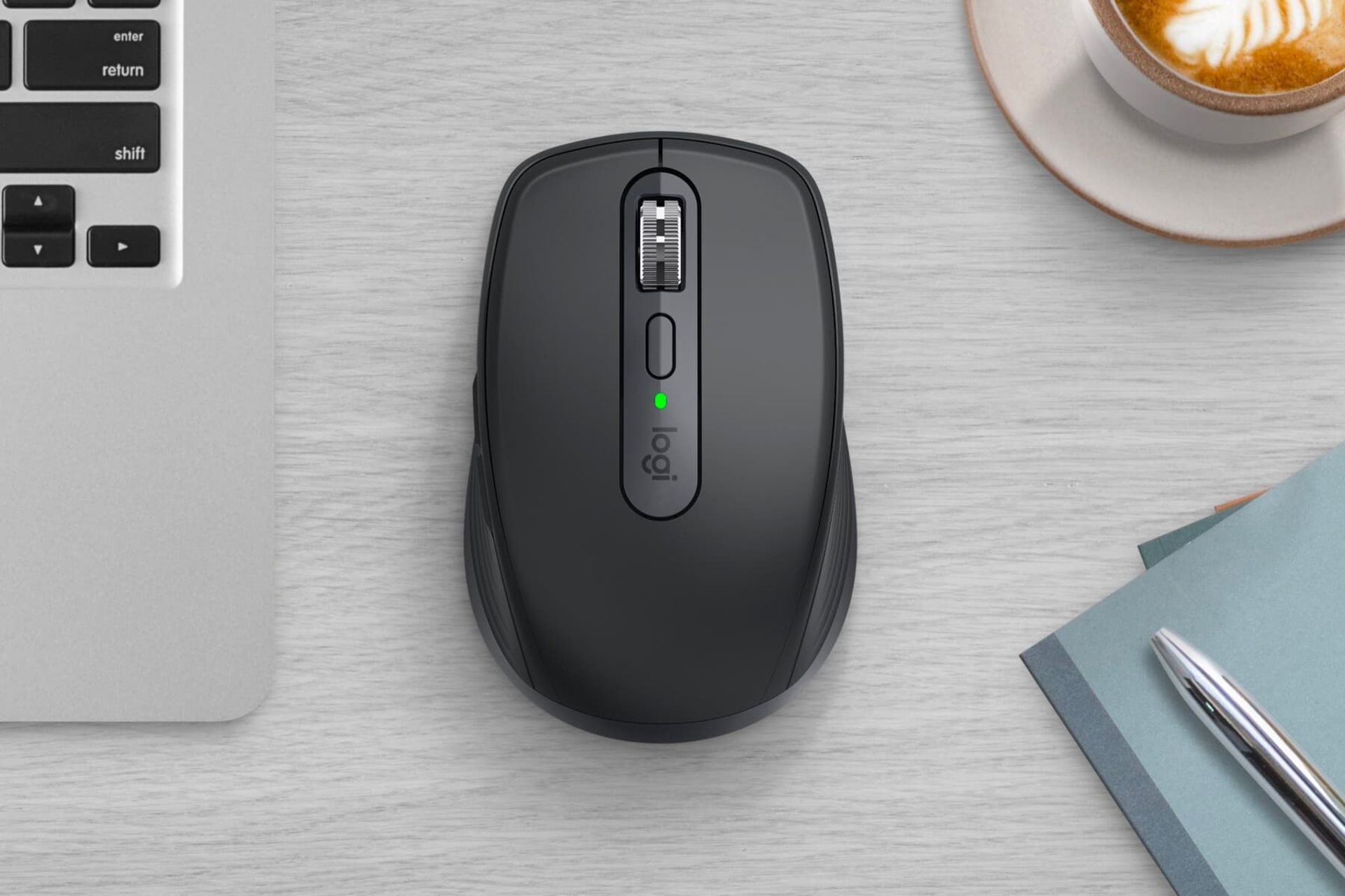 ماوس MX Anywhere 3S لاجیتک از نمای بالا مشکی