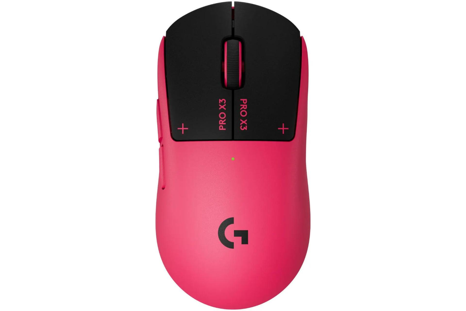 ماوس گیمینگ صورتی لاجیتک (Logitech) مدل پرو ایکس ۳ با بدنه لامسه‌ای