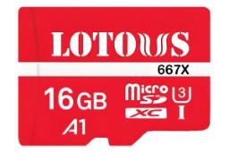 کارت حافظه لوتوس microSDXC با ظرفیت 16 گیگابایت مدل 667X V30 A1 کلاس 10