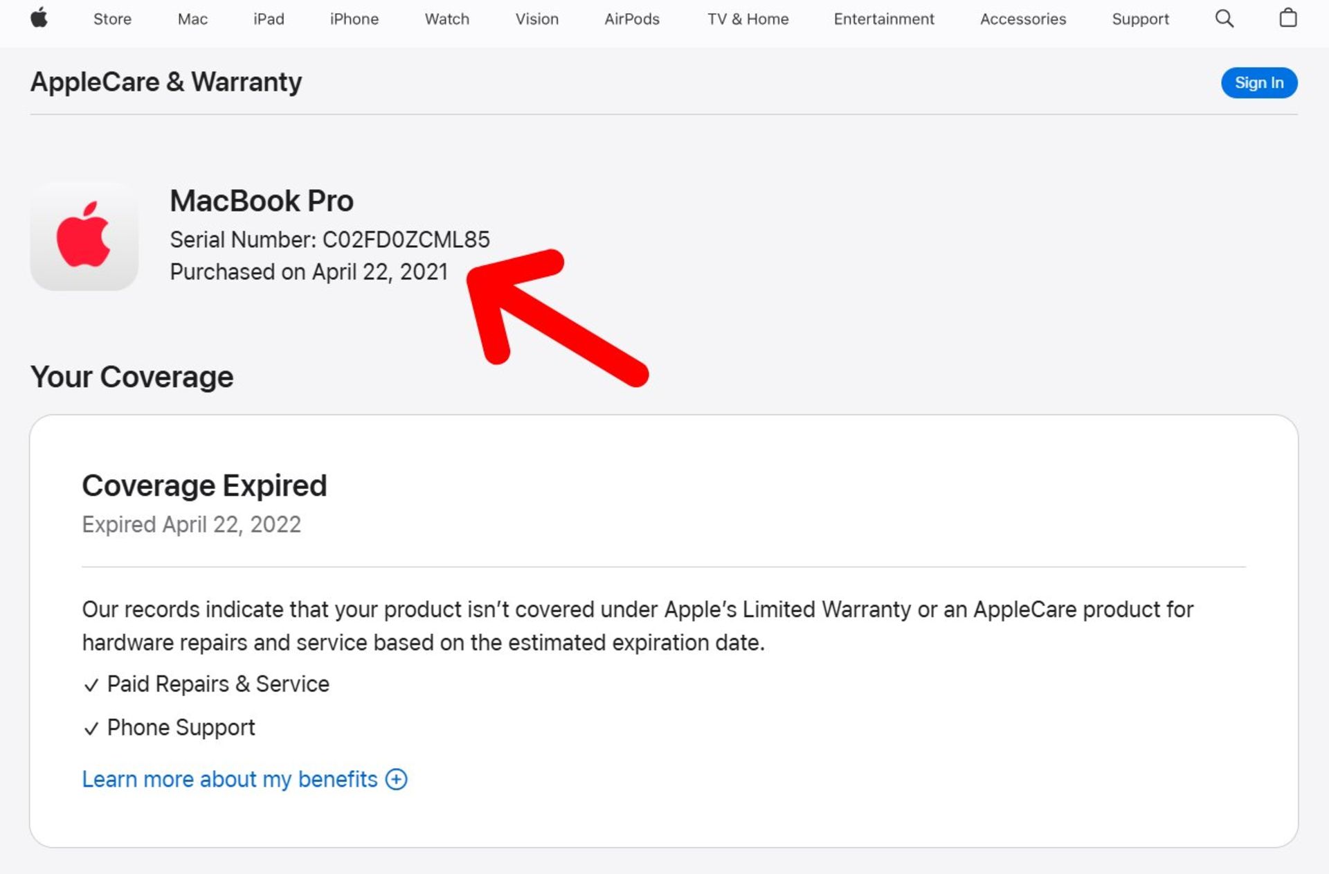 مشاهده تاریخ خرید دستگاه از اپل