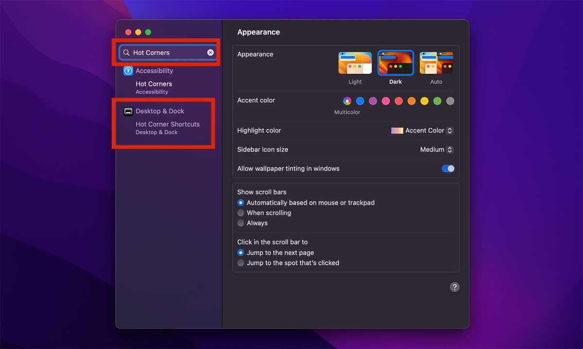 پنجره System settings باز و دور دو گزینه خط قرمز کشیده شده