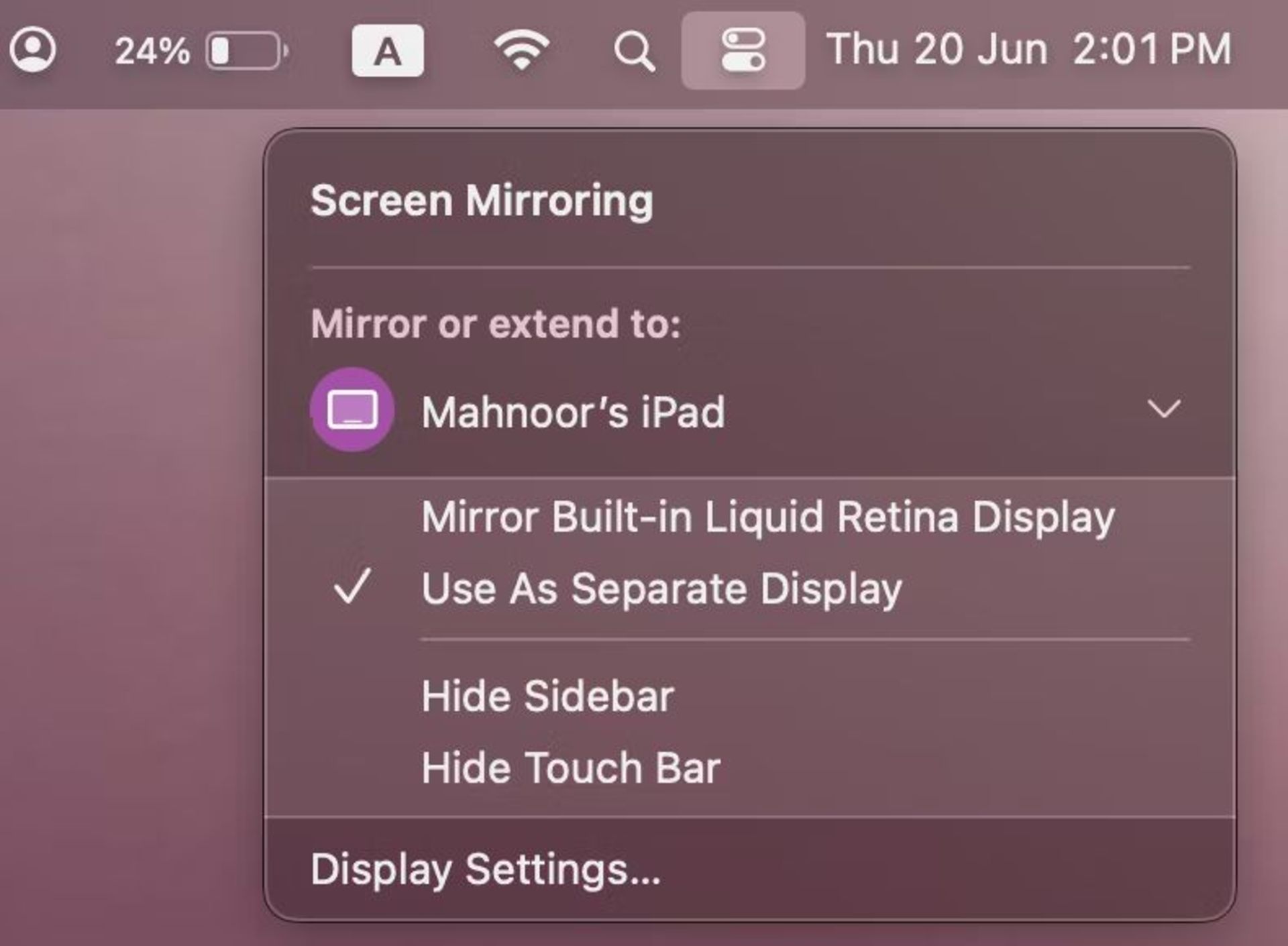 قابلیت Screen Mirroring مک