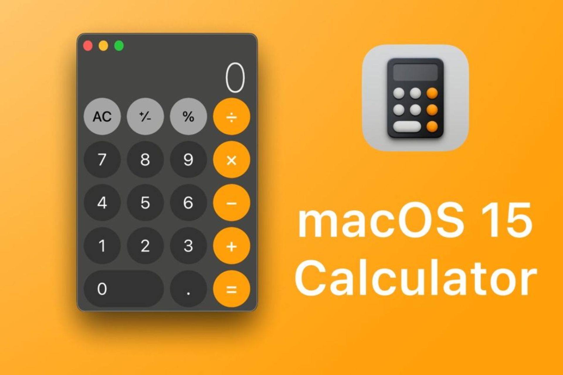 اپلیکیشن ماشین حساب macos 15 روی زمینه زرد
