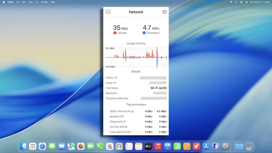 ابزار Status روی مک او اس