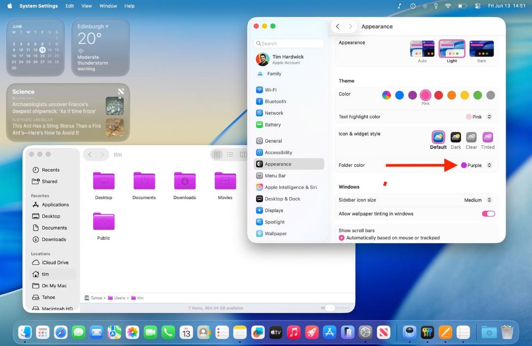 سیستم تم جدید در macOS Tahoe