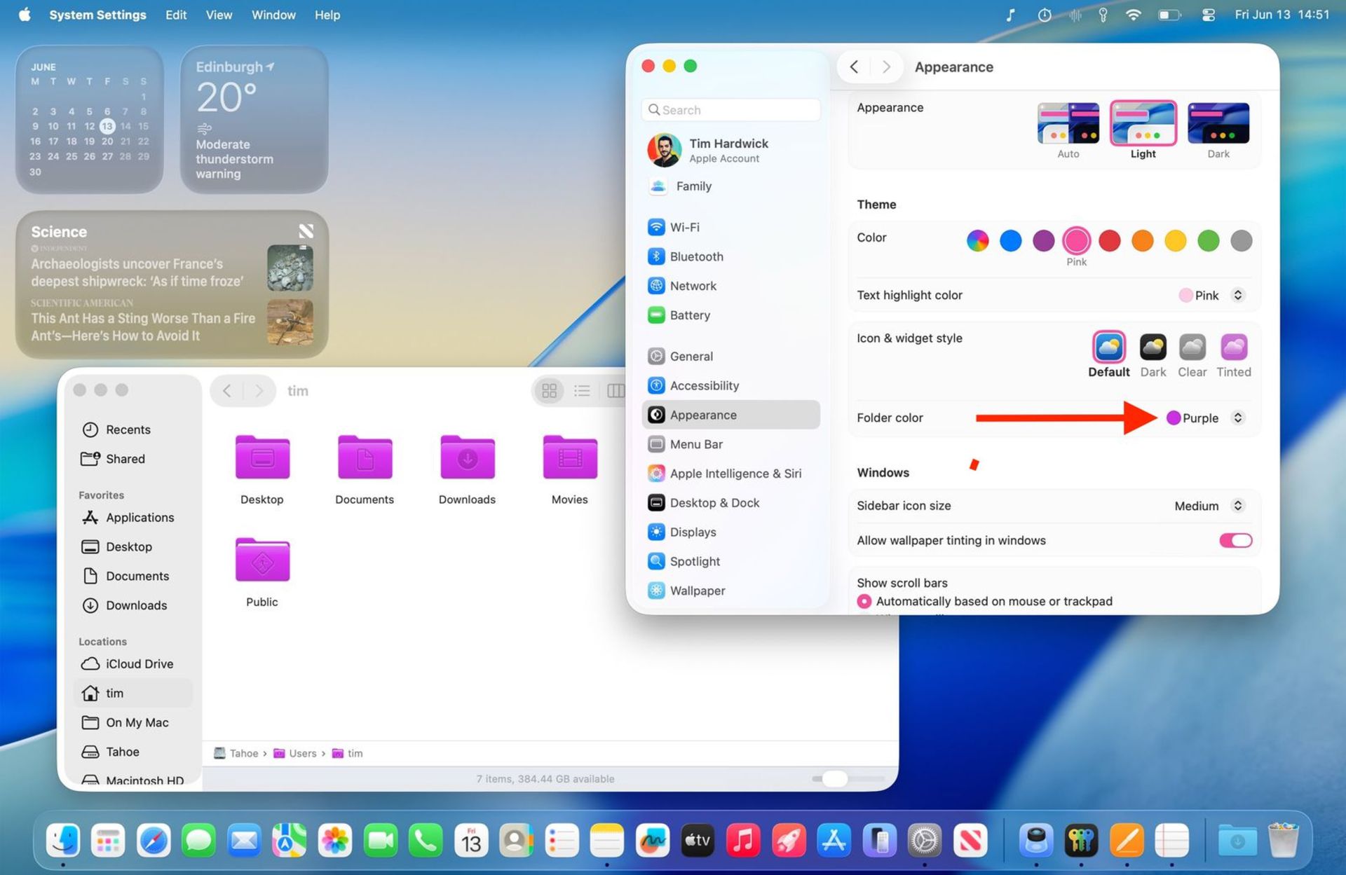 سیستم تم جدید در macOS Tahoe