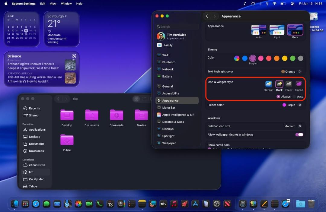 سیستم تم جدید در macOS Tahoe