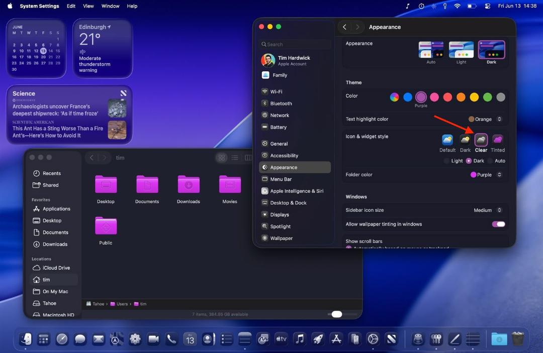 سیستم تم جدید در macOS Tahoe
