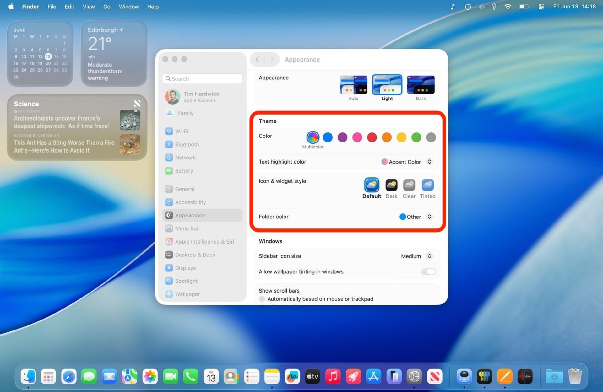 سیستم تم جدید در macOS Tahoe