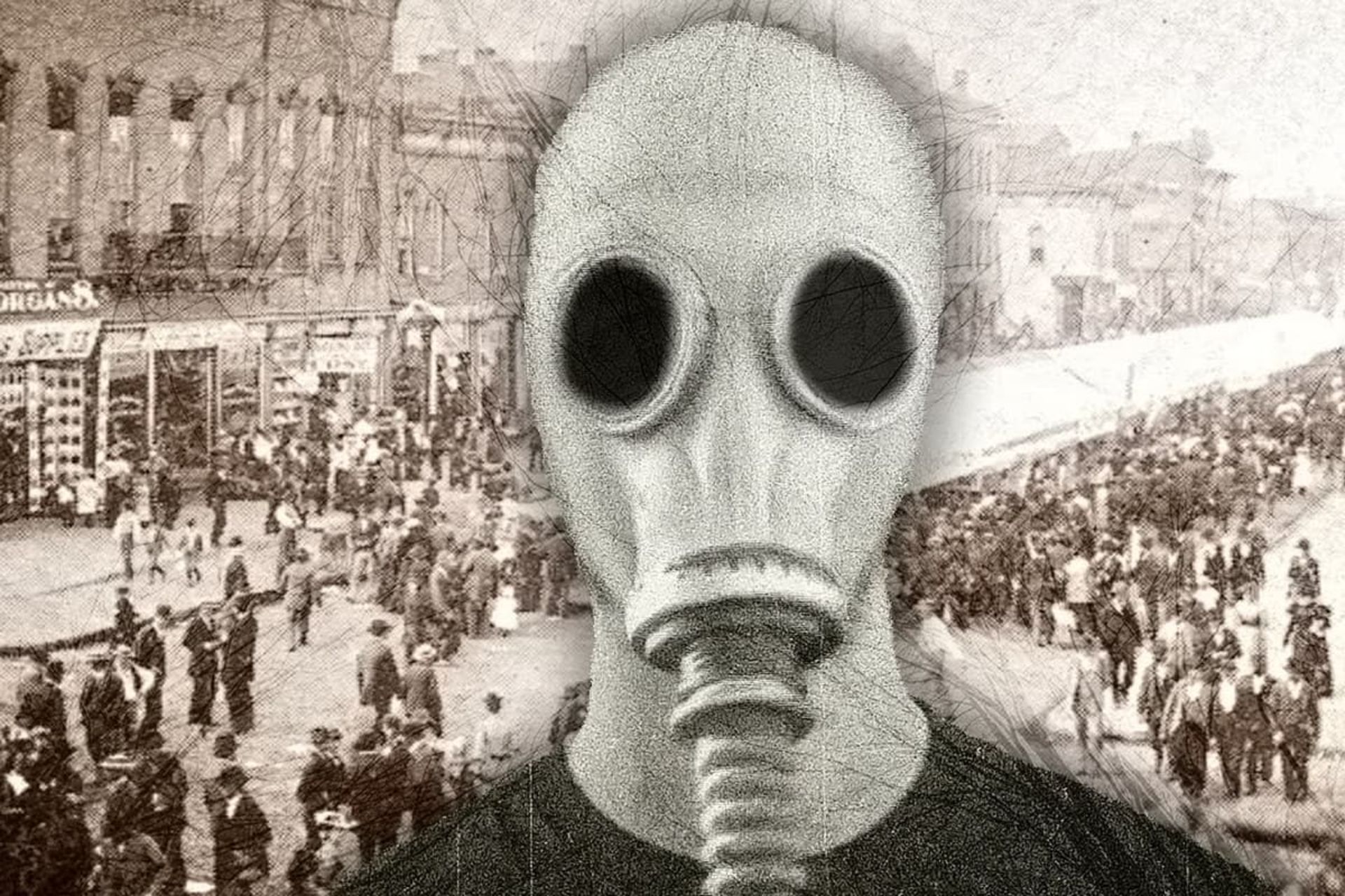 مردی با ماسک سفید گاز شیمیایی 