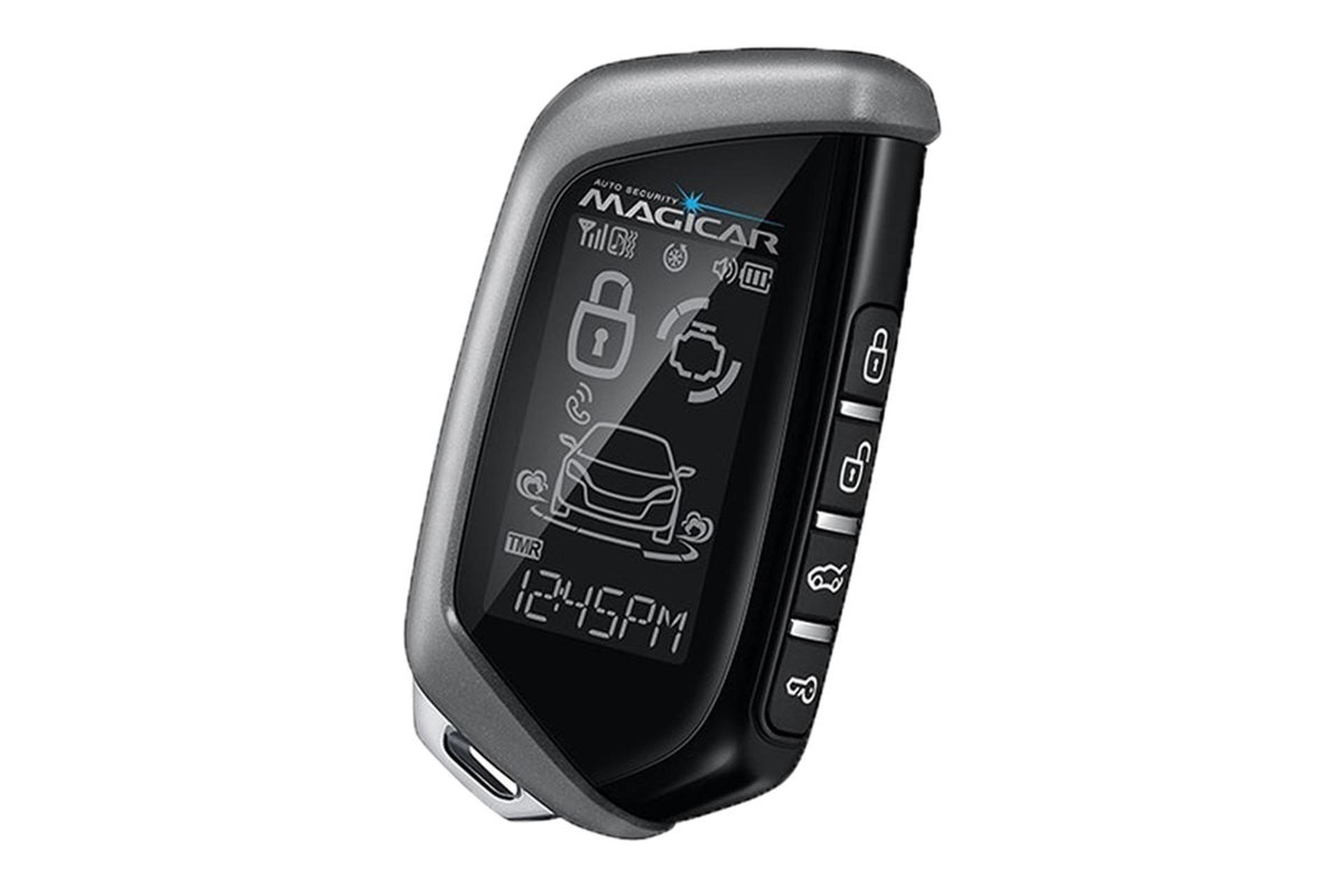 دزدگیر خودرو ماجیکار Magicar i129AS نمای جلو و جانبی ریموت