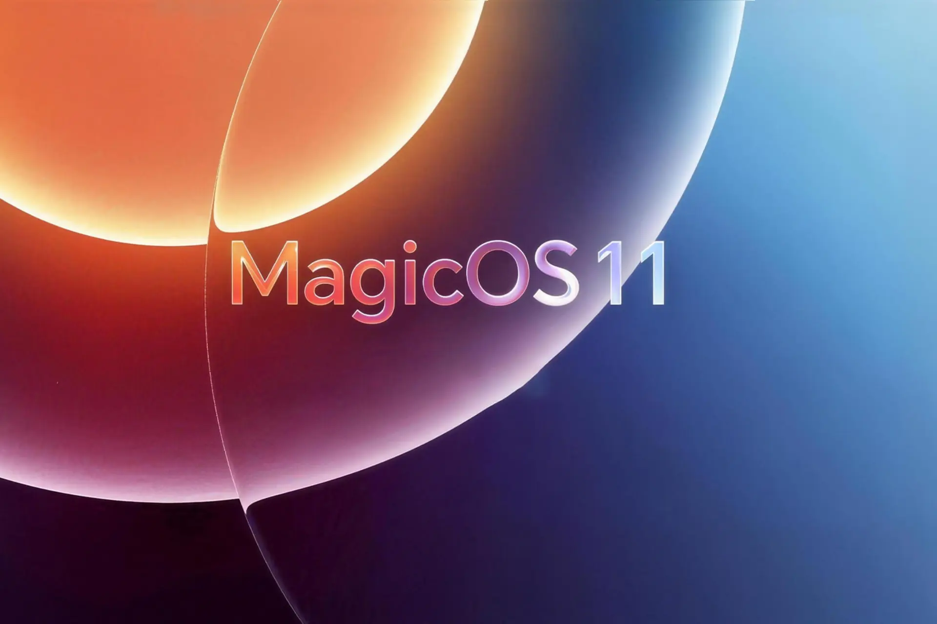 لوگوی گرافیکی MagicOS 11 روی پس‌زمینه‌ی رنگی و منحنی