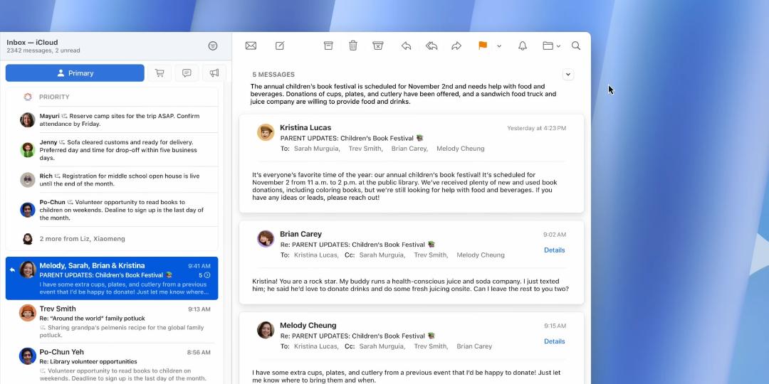 اپلیکیشن بازطراحی‌شده‌ی Mail در مک‌اواس