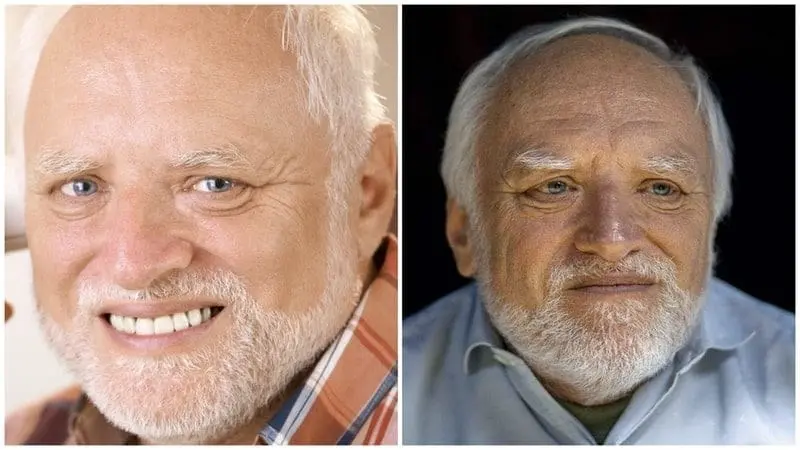 آندراس آرآتو (Hide the Pain Harold)، مهندس بازنشسته مجاری با لبخند زورکی و چشمانی غمگین