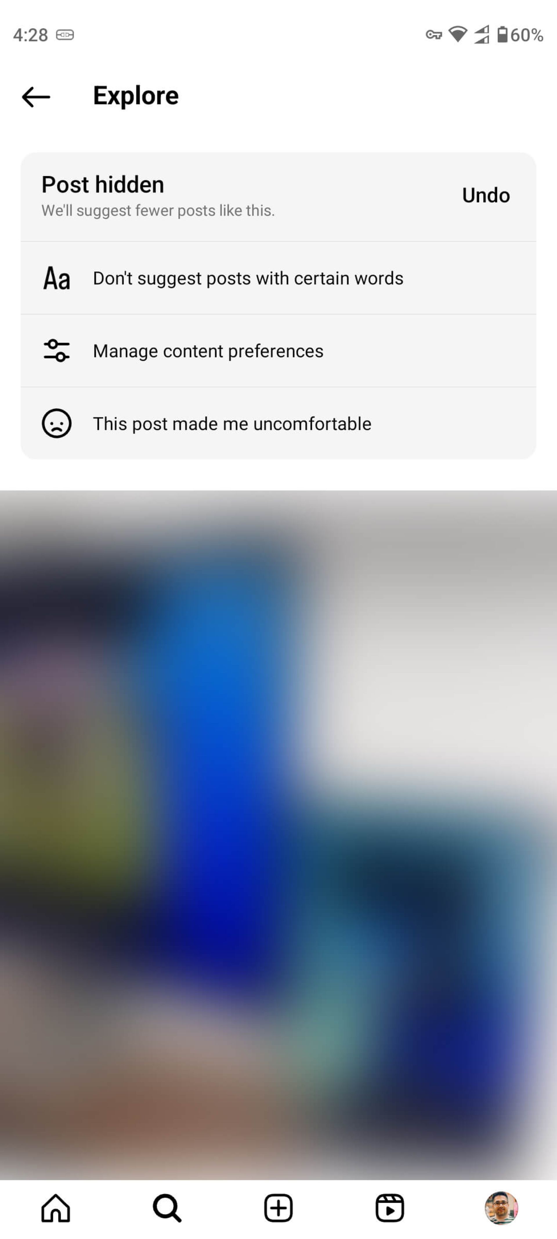 Remove suggested Instagram content