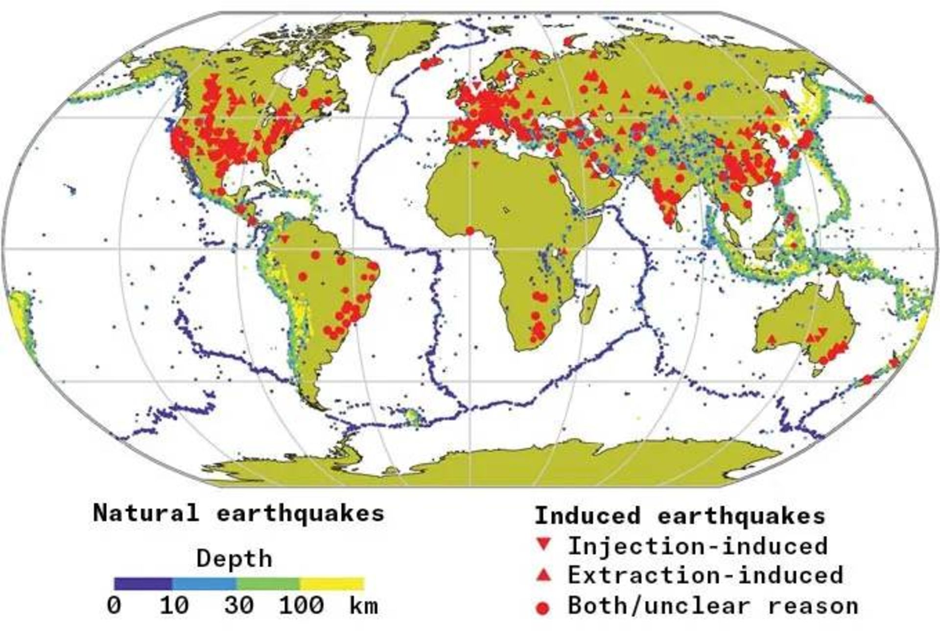 نقشه محل وقوع زمین لرزه ها