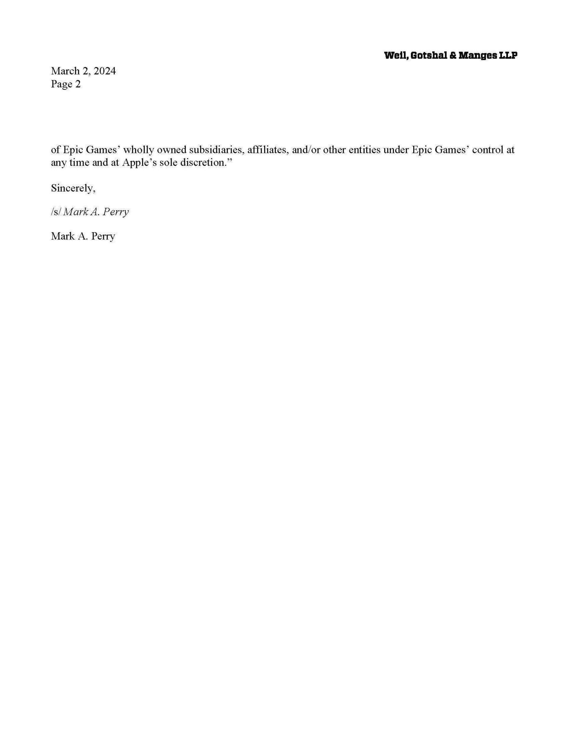 نامه‌ی تیم حقوقی اپل به اپیک گیمز