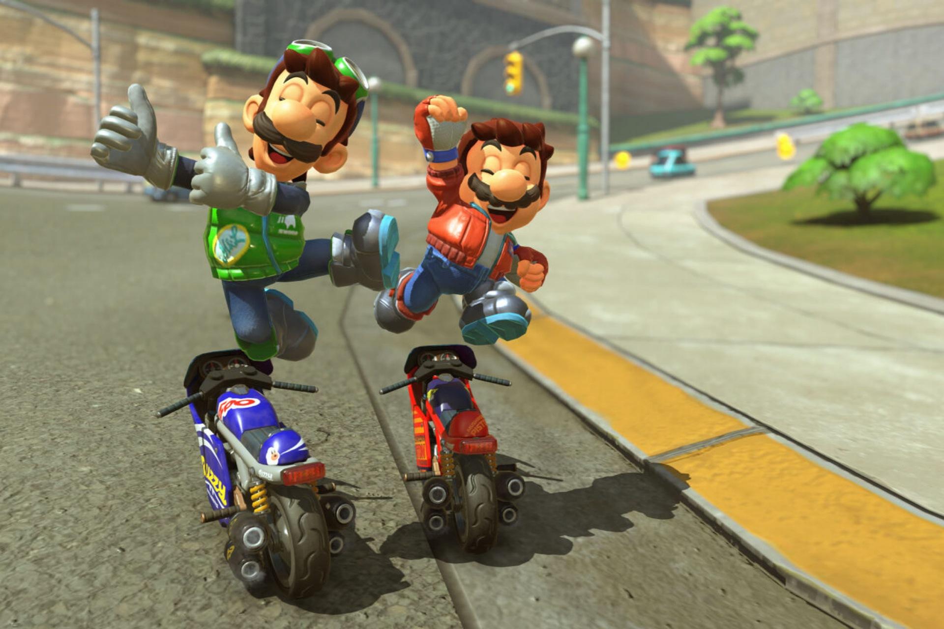 ماریو و لوئیجی در بازی Mario Kart World