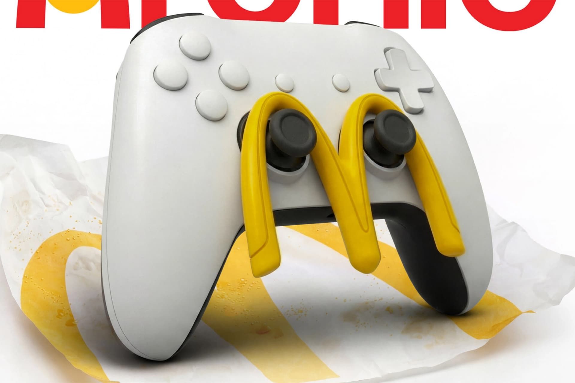 ابزار گیمینگ مک‌دونالد روی جوی‌استیک دسته‌ی بازی