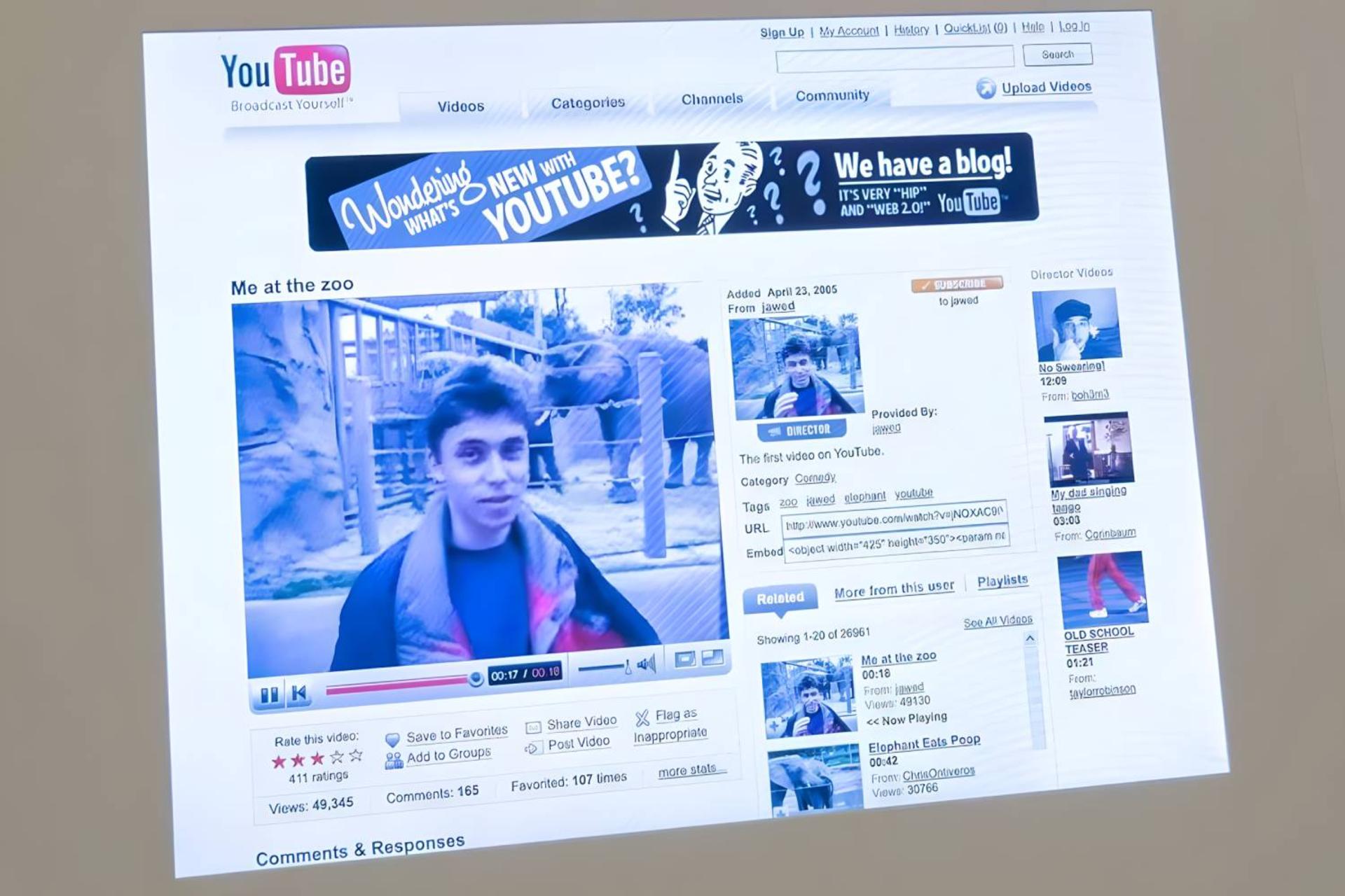 اولین ویدیو یوتیوب mee at the zoo