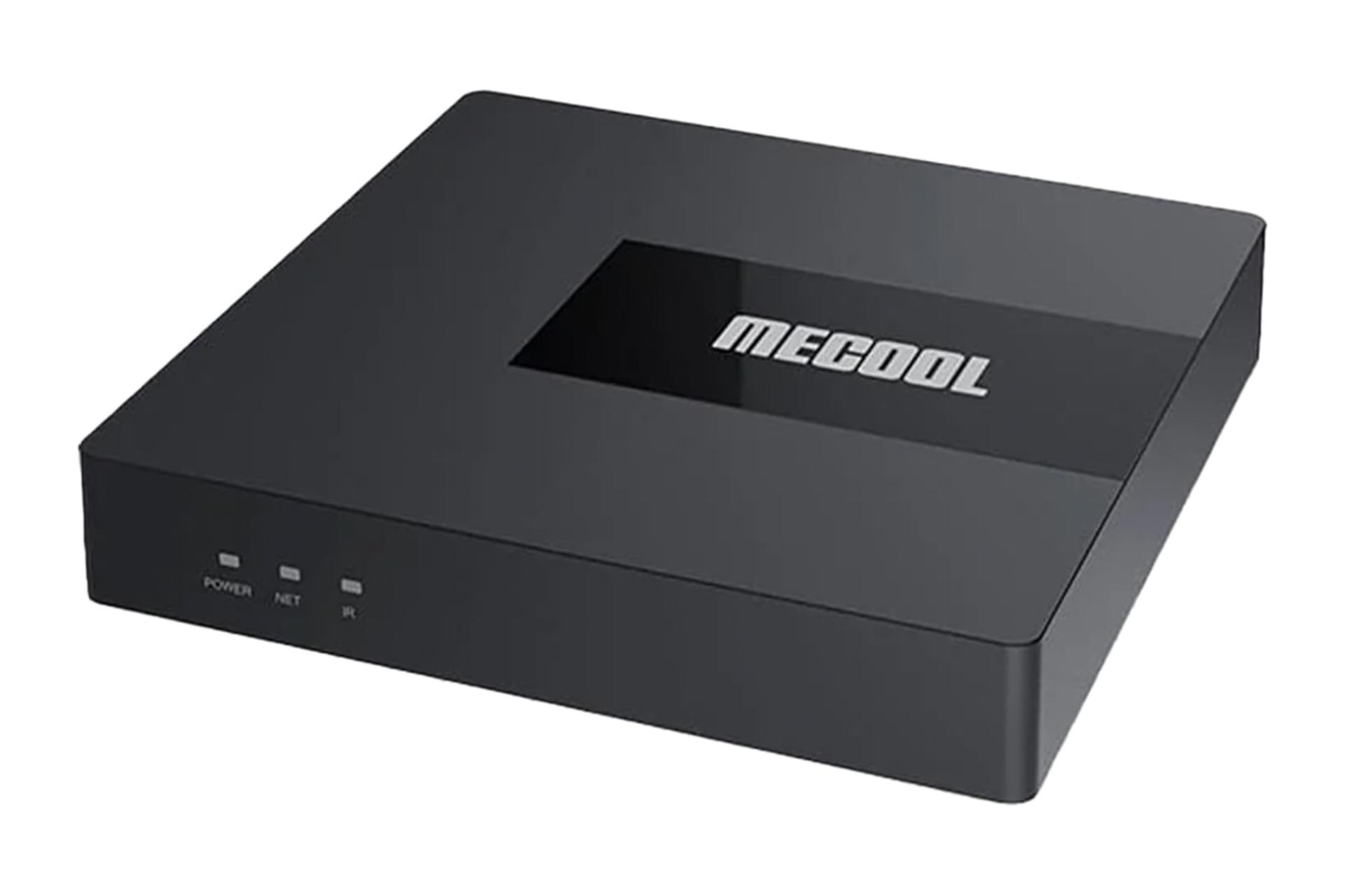 نمای لبه جلو و پنل بالای اندروید باکس میکول KM7 با نمایش لوگو و نشانگرها