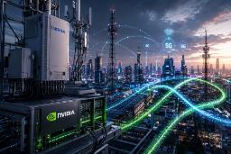 شبکه‌ی ارتباطی 5G و 4G بر فراز یک شهر
