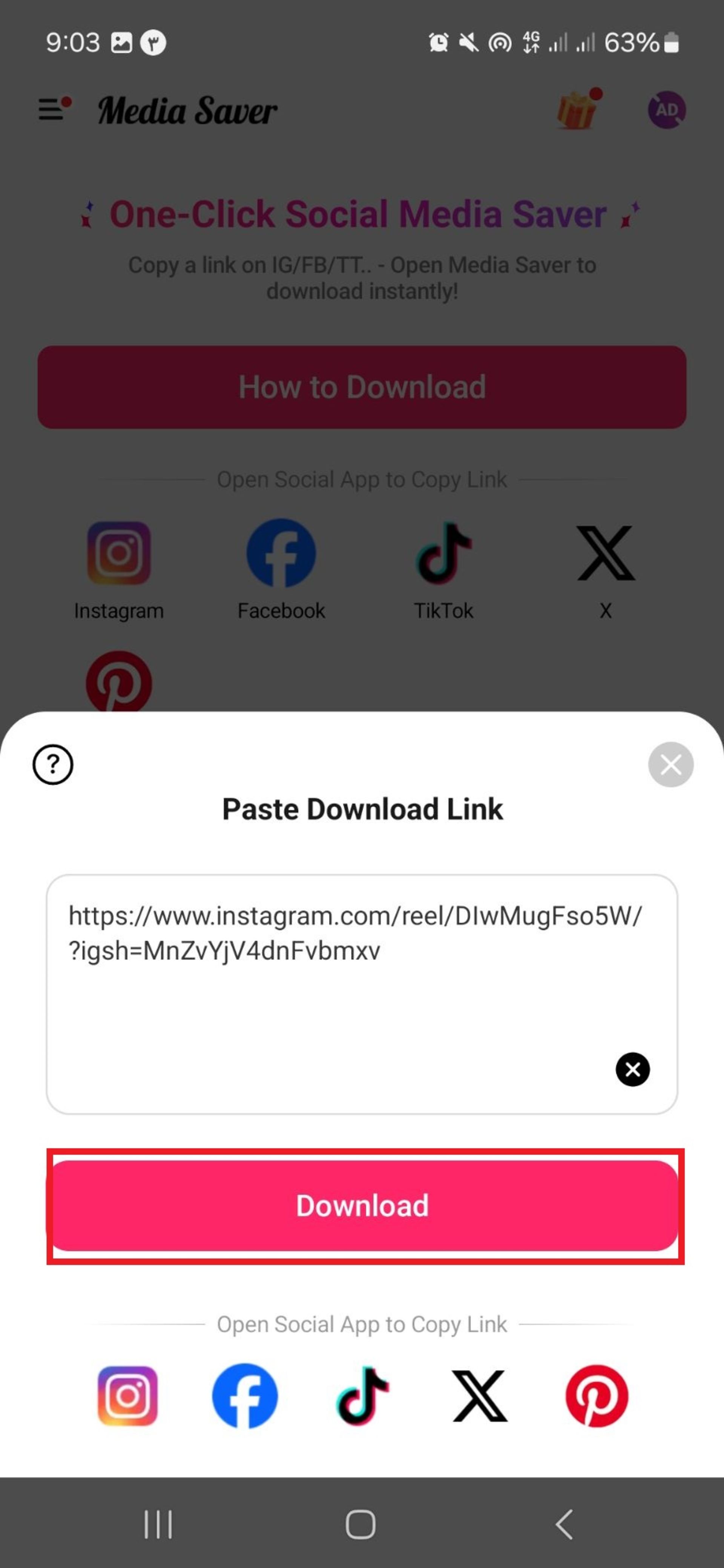 لینک دانلود در media saver