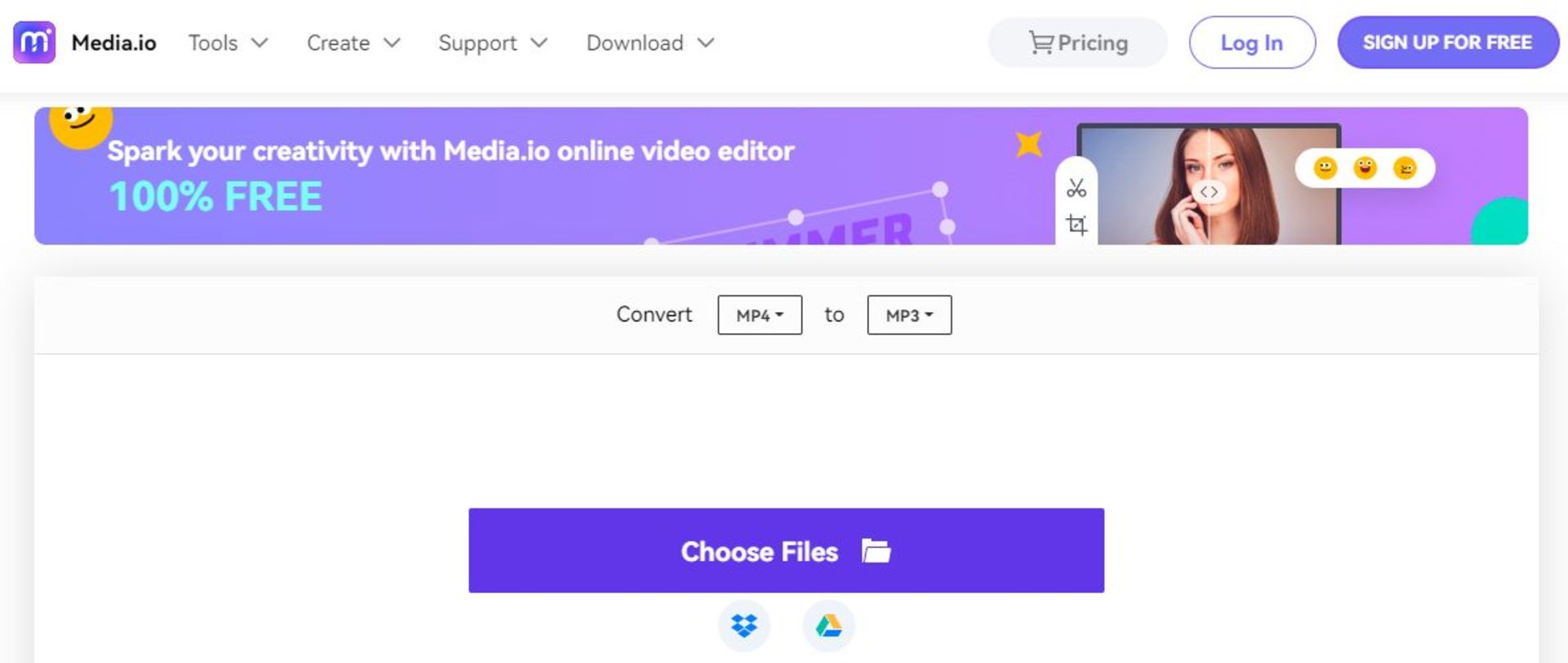 وب سایت Media.io برای تبدیل آنلاین ویدیو به فایل‌های صوتی