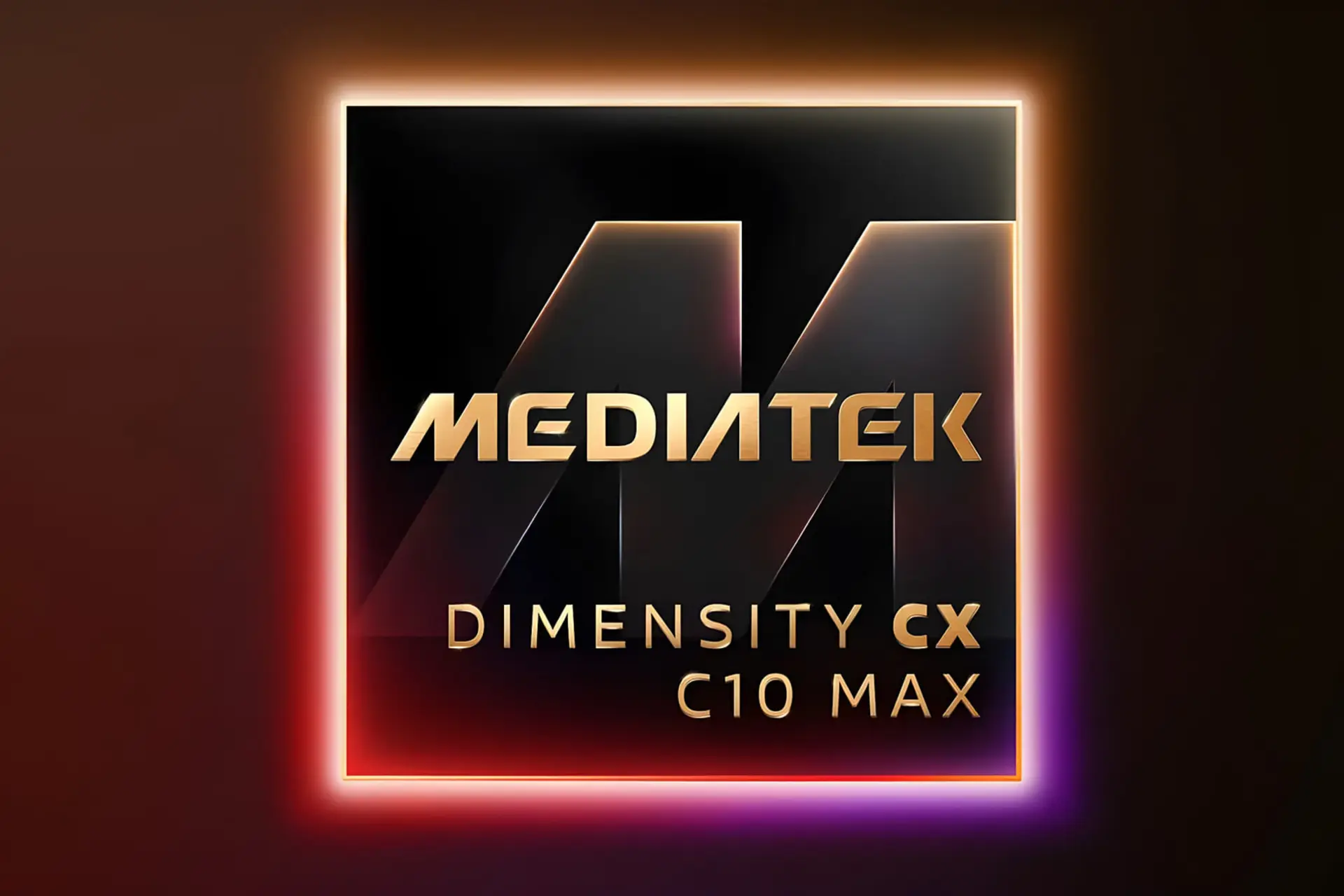 لوگوی طلایی تراشه مدیاتک (MediaTek) Dimensity CX C10 Max بر پس‌زمینه تیره