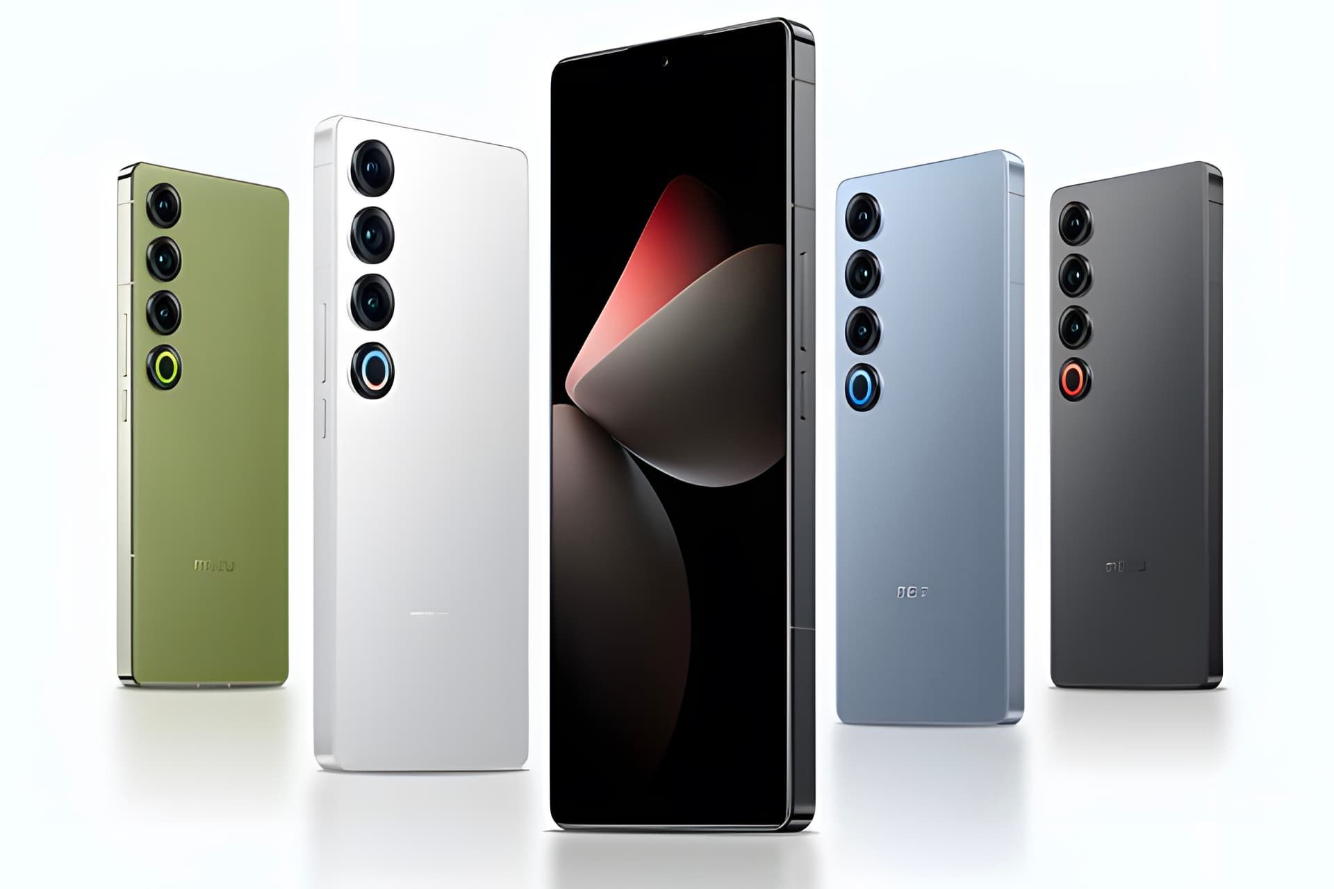 پنل پشتی و جلویی گوشی میزو ۲۱ پرو در رنگ‌های آبی و سبز و سفید و مشکی