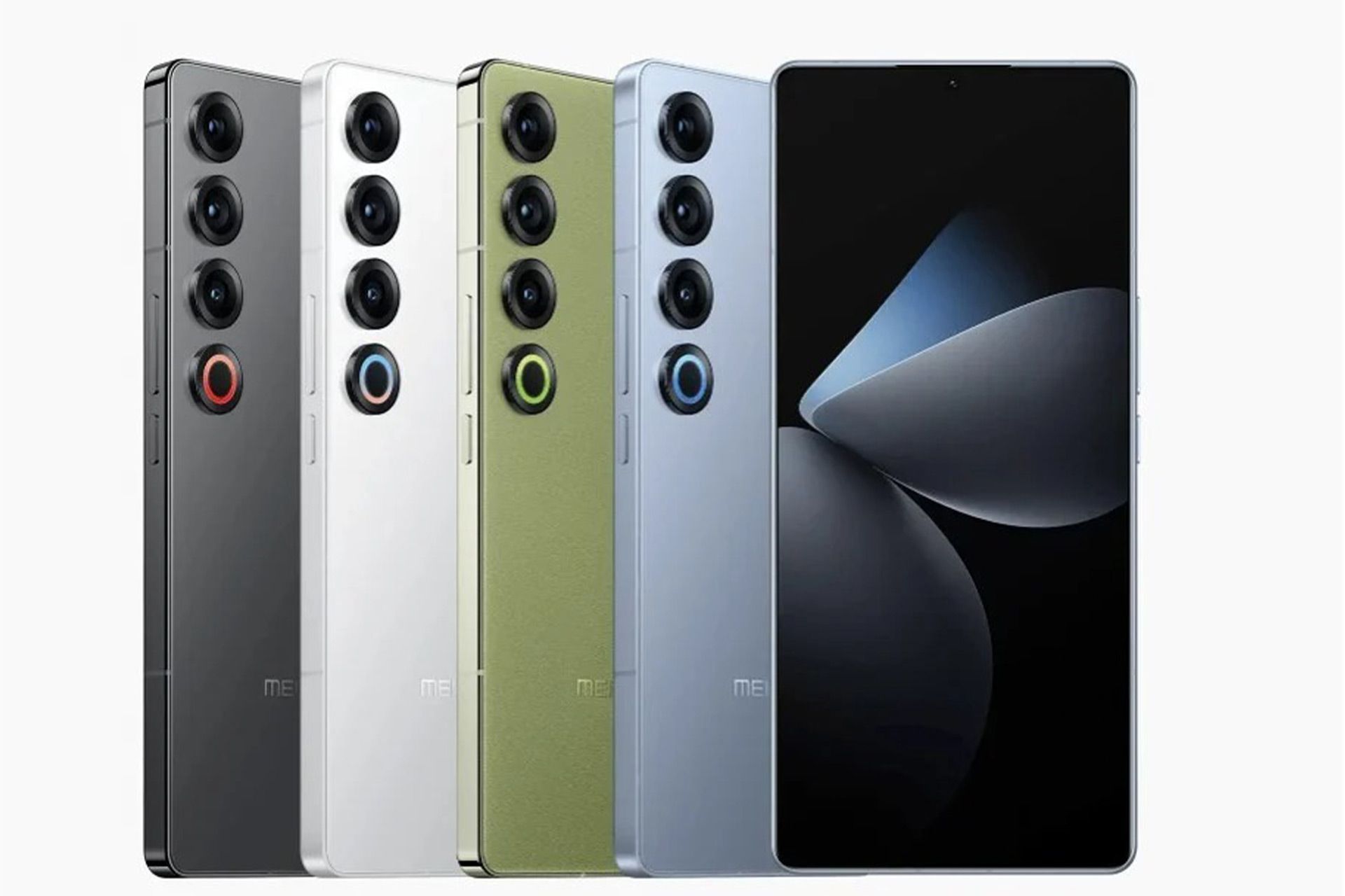 گوشی میزو ۲۱ پرو از نمای جلو و عقب در رنگ‌های مختلف