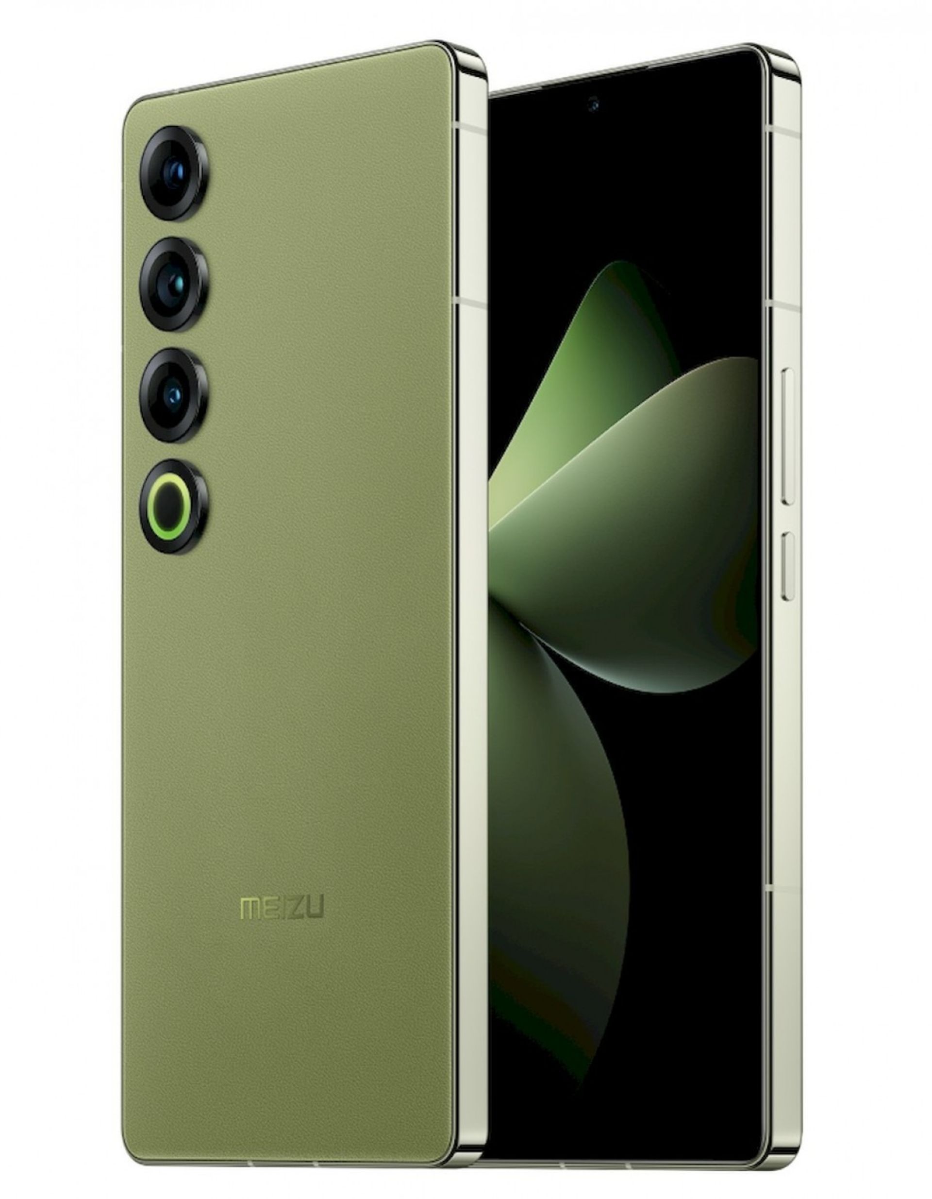 گوشی میزو ۲۱ پرو از نمای جلو و پشت رنگ سبز